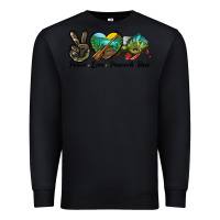 Black Peace Love Peacock Bass Premium Sweatshirt - LillyAllenDesigns