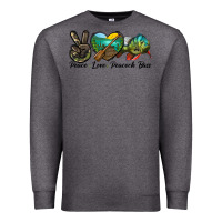 Charcoal Heather Peace Love Peacock Bass Premium Sweatshirt - LillyAllenDesigns