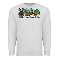 Dove Grey Peace Love Peacock Bass Premium Sweatshirt - LillyAllenDesigns