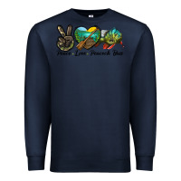 Navy Peace Love Peacock Bass Premium Sweatshirt - LillyAllenDesigns