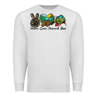 Oatmeal Heather Peace Love Peacock Bass Premium Sweatshirt - LillyAllenDesigns