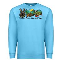 Ocean Blue Peace Love Peacock Bass Premium Sweatshirt - LillyAllenDesigns