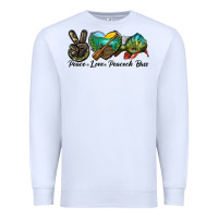 White Peace Love Peacock Bass Premium Sweatshirt - LillyAllenDesigns