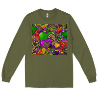 Army Green mardi gras hearts Long Sleeve Tee - CowGirlArtShop