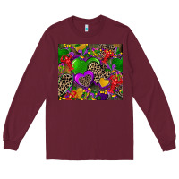 Burgundy mardi gras hearts Long Sleeve Tee - CowGirlArtShop