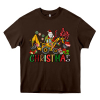 Chocolate Brown I Dig Christmas Heavy Core Tee - MaliasSmallBusiness