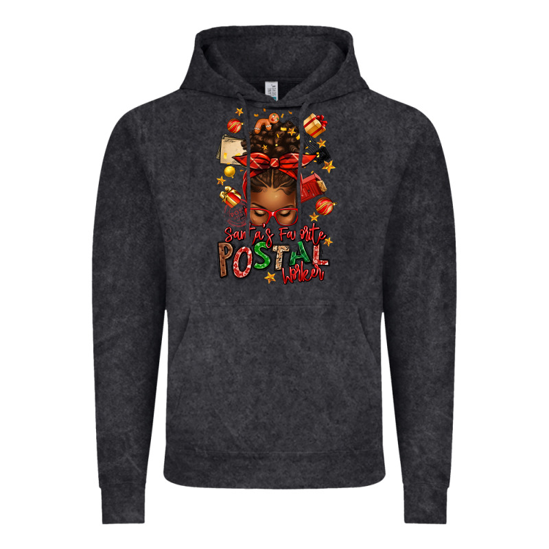 Santas Favorite Postal Worker Afro Messy Bun Vintage Hoodie by texasbilliewilder | Teevron