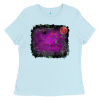 Baby Blue halloween backround moon Ladies Tee - RanaPortraitStore