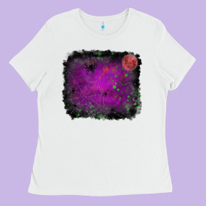 Halloween Backround Moon Ladies Tee Designed By Ranaportraitstore