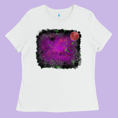 Halloween Backround Moon Ladies Tee Designed By Ranaportraitstore