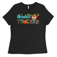 Black thankful teacher Ladies Tee - BundleAndBundleShop
