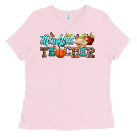 Bubblegum Pink thankful teacher Ladies Tee - BundleAndBundleShop