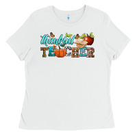 White thankful teacher Ladies Tee - BundleAndBundleShop