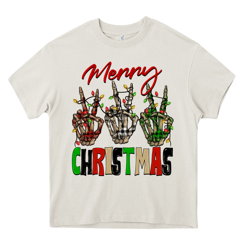Merry Christmas Skeleton Hands Heavy Core Tee by NancyCooperArtShop | Teevron
