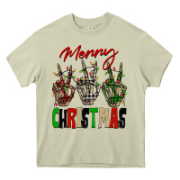 Mossy Merry Christmas skeleton hands Heavy Core Tee - NancyCooperArtShop