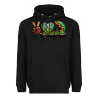 Black Peace Love Chameleon Lizard Heavyweight Hoodie - LillyAllenDesigns