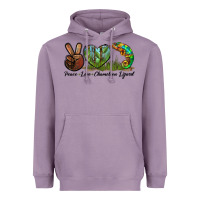 Lavender Peace Love Chameleon Lizard Heavyweight Hoodie - LillyAllenDesigns