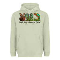 Matcha Peace Love Chameleon Lizard Heavyweight Hoodie - LillyAllenDesigns
