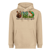 Mushroom Peace Love Chameleon Lizard Heavyweight Hoodie - LillyAllenDesigns