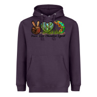 Plum Peace Love Chameleon Lizard Heavyweight Hoodie - LillyAllenDesigns