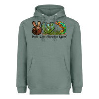 Sage Peace Love Chameleon Lizard Heavyweight Hoodie - LillyAllenDesigns