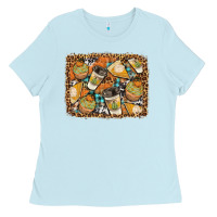 Baby Blue autumn distressed background Ladies Tee - BundleAndBundleShop