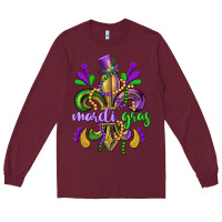 Burgundy mardi gras fleur de lis Long Sleeve Tee - CowGirlArtShop