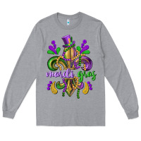 Heather Grey mardi gras fleur de lis Long Sleeve Tee - CowGirlArtShop