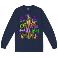 Navy mardi gras fleur de lis Long Sleeve Tee - CowGirlArtShop