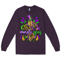 Plum mardi gras fleur de lis Long Sleeve Tee - CowGirlArtShop
