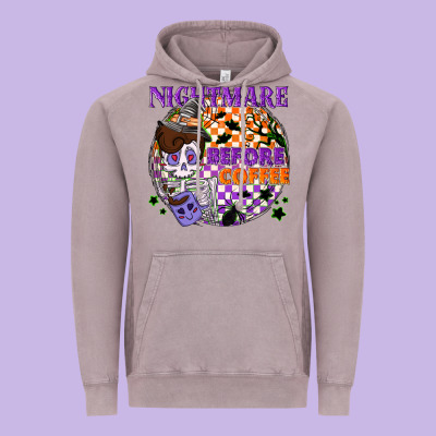 Nightmare Before The Coffee Halloween Vintage Hoodie Designed By Nancycooperartshop