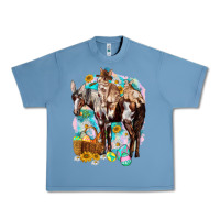 Pebble Blue Happy Easter Day Rodeo Urban Heavy Tee - NancyCooperArtShop