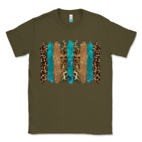 Army Green glitter turqoise leopard tooled leather background Classic Tee - RanaPortraitStore