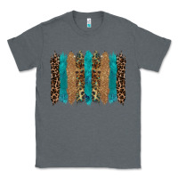 Charcoal Heather glitter turqoise leopard tooled leather background Classic Tee - RanaPortraitStore