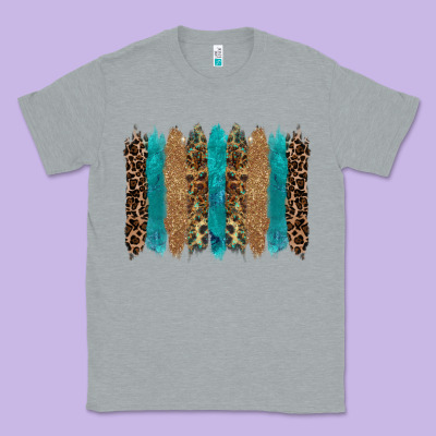 Glitter Turqoise Leopard Tooled Leather Background Classic Tee Designed By Ranaportraitstore