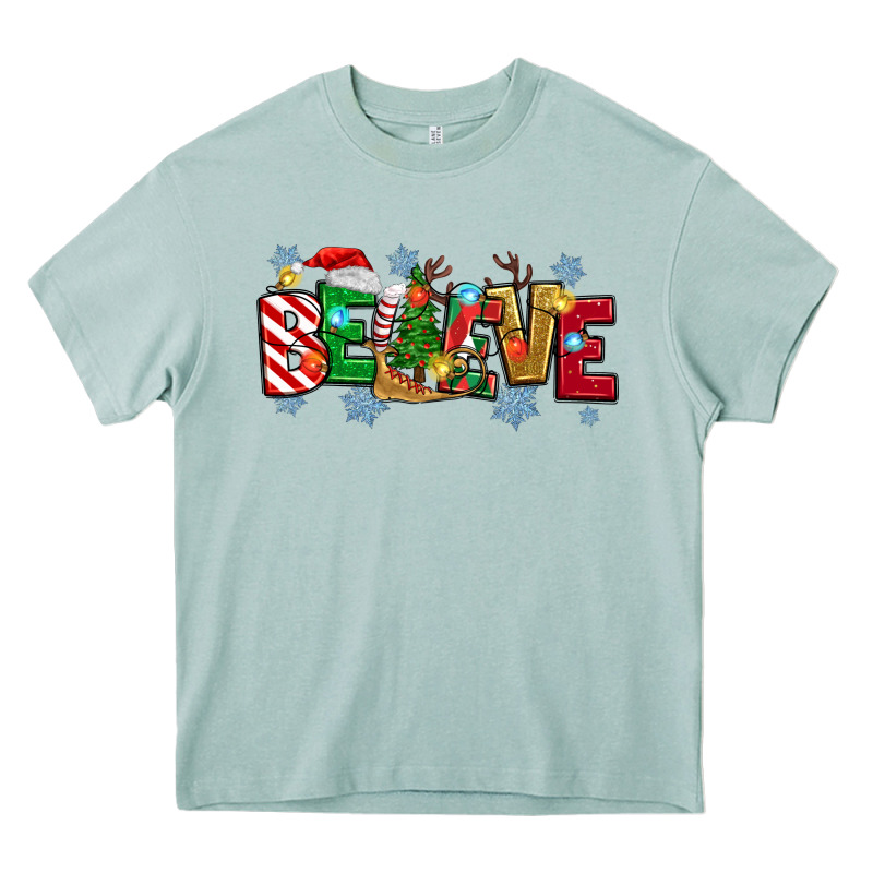 Christmas Believe Heavy Core Tee by MaliasSmallBusiness | Teevron