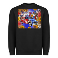 Black Fourth Of July Sunflowers Truck Heavyweight Sweatshirt - FaDigitalArtStudio