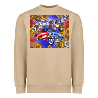 Mushroom Fourth Of July Sunflowers Truck Heavyweight Sweatshirt - FaDigitalArtStudio