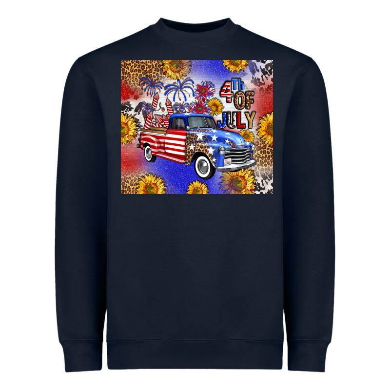 Fourth Of July Sunflowers Truck Heavyweight Sweatshirt by FaDigitalArtStudio | Teevron