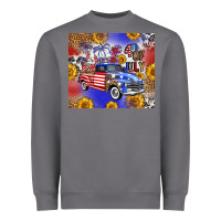 Storm Fourth Of July Sunflowers Truck Heavyweight Sweatshirt - FaDigitalArtStudio