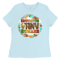 Baby Blue educator of tiny humans round earring Ladies Tee - BundleAndBundleShop