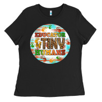 Black educator of tiny humans round earring Ladies Tee - BundleAndBundleShop