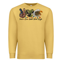 Antique Gold peace love bald head eagle Premium Sweatshirt - LillyAllenDesigns