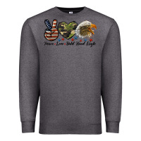 Charcoal Heather peace love bald head eagle Premium Sweatshirt - LillyAllenDesigns