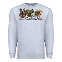 Heather Grey peace love bald head eagle Premium Sweatshirt - LillyAllenDesigns