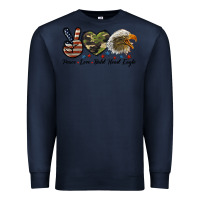 Navy peace love bald head eagle Premium Sweatshirt - LillyAllenDesigns