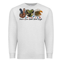 Oatmeal Heather peace love bald head eagle Premium Sweatshirt - LillyAllenDesigns