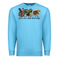 Ocean Blue peace love bald head eagle Premium Sweatshirt - LillyAllenDesigns