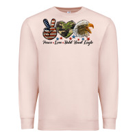 Pale Pink peace love bald head eagle Premium Sweatshirt - LillyAllenDesigns