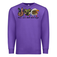 Purple peace love bald head eagle Premium Sweatshirt - LillyAllenDesigns